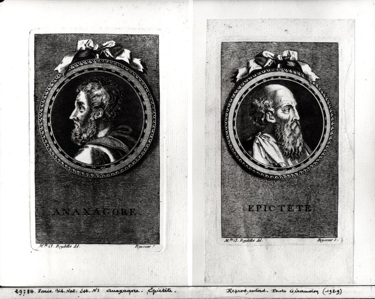 Anaxagorus (500-428 f.Kr.) og Epictetus (1. århundrede) indgraveret af S. Beyssent af Claude Reydellet