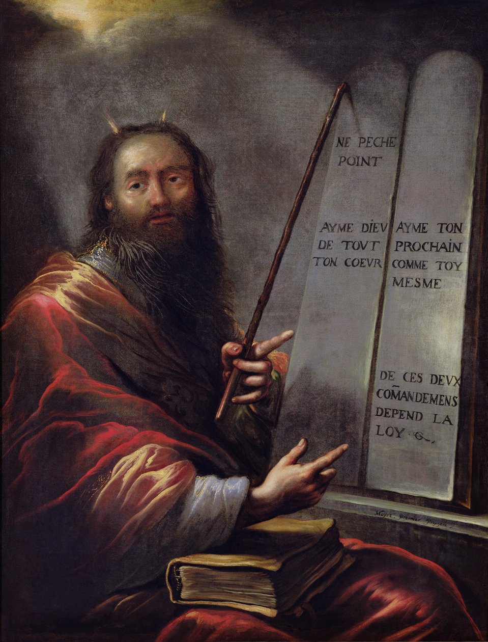 Moses og lovens tavler af Claude Vignon