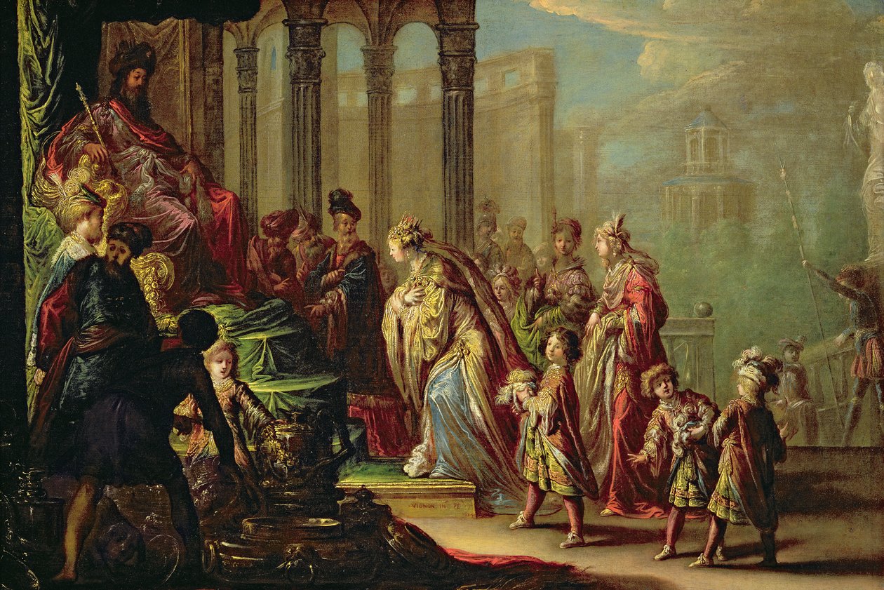 Salomon og dronningen af Saba, eller Ester for Ahasverus, 1624 af Claude Vignon