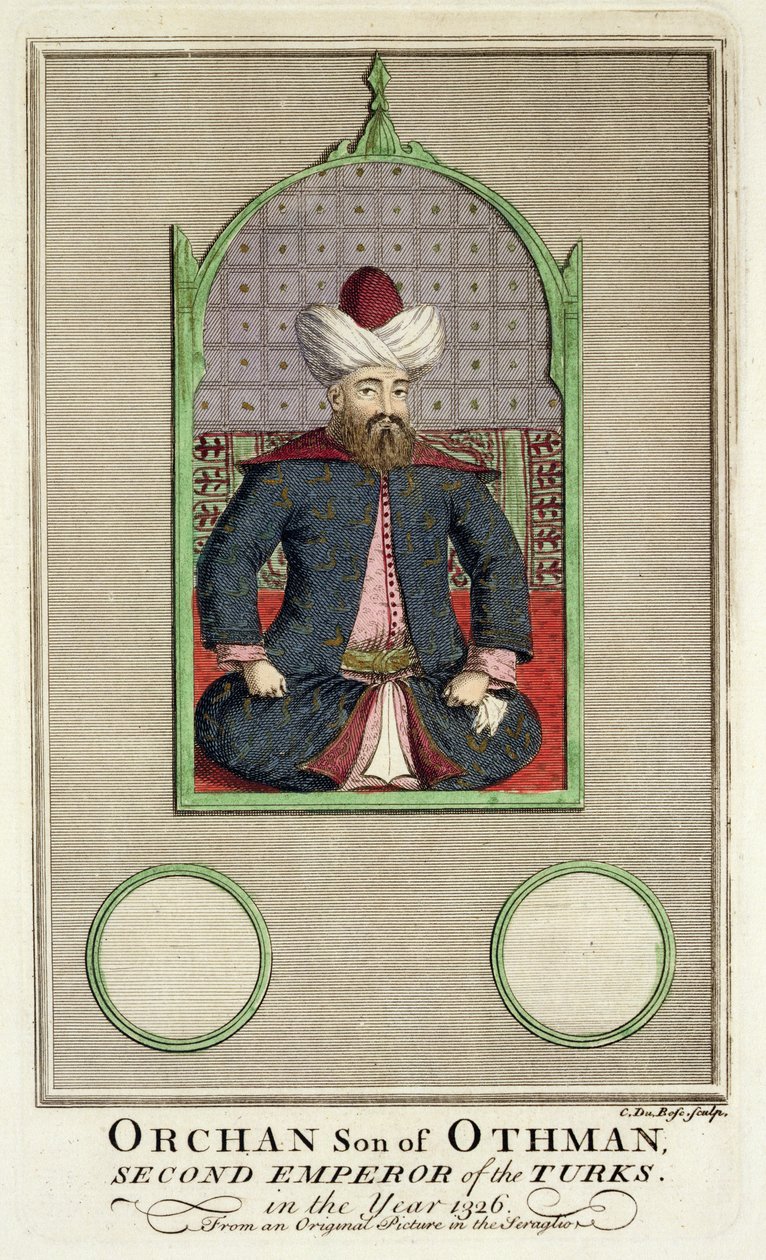 Orkhan (ca.1288-c.1362), søn af Osman, anden kejser af tyrkerne i 1326, fra et originalt billede i seraglio af Claude du Bose