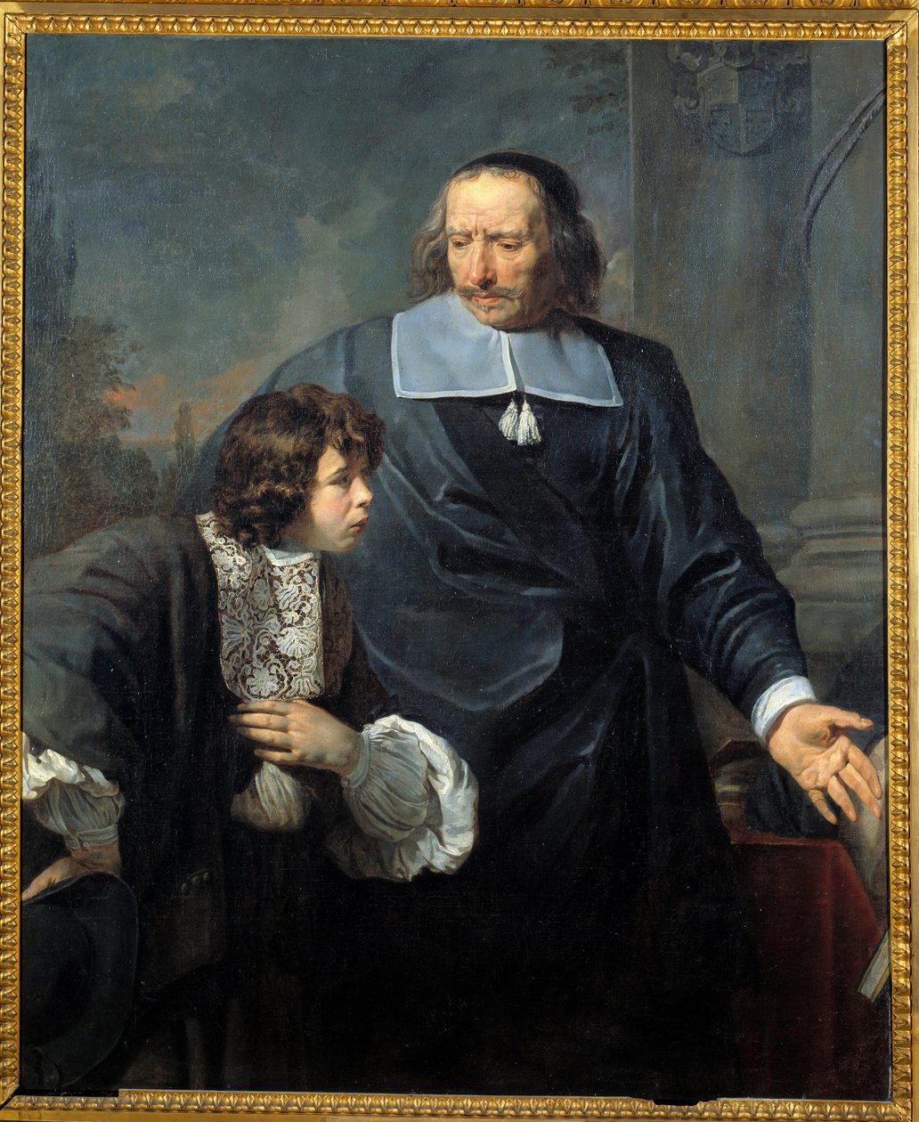 En lærer og hans elev. Maleri af Claude Lefebvre (1632-1675) af Claude (after) Lefebvre
