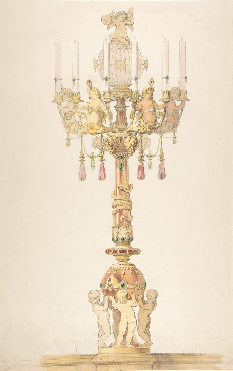 Design til en kandelaber, 1810-38. af Claude Aimé Chenavard