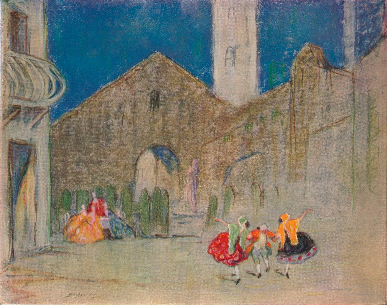 Scene fra den russiske ballet: The Good-humoured Ladies, c1900 af Claude Allin Shepperson