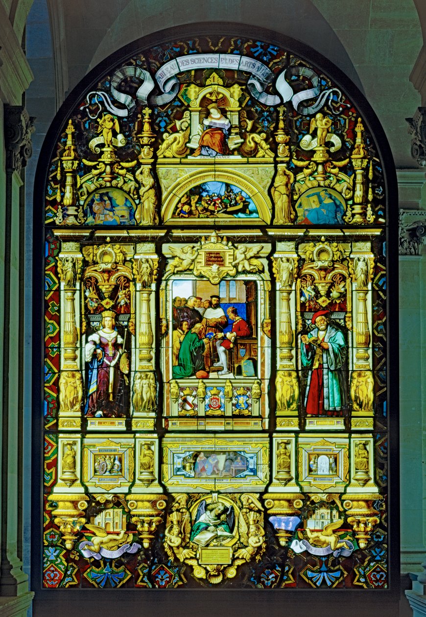 Kongelig fremstilling af Sevres-porcelæn Glasmaleri-vindue (farvet glas) af Claude Amie Chenavard
