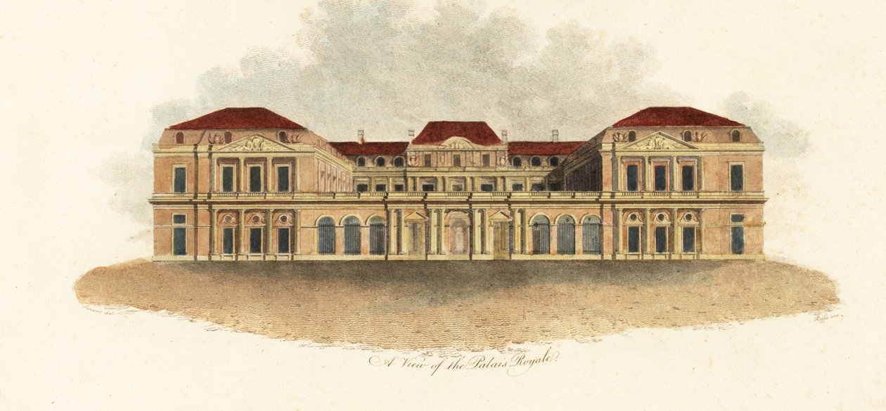 Udsigt over Palais-Royal, Paris af Claude Aubriet