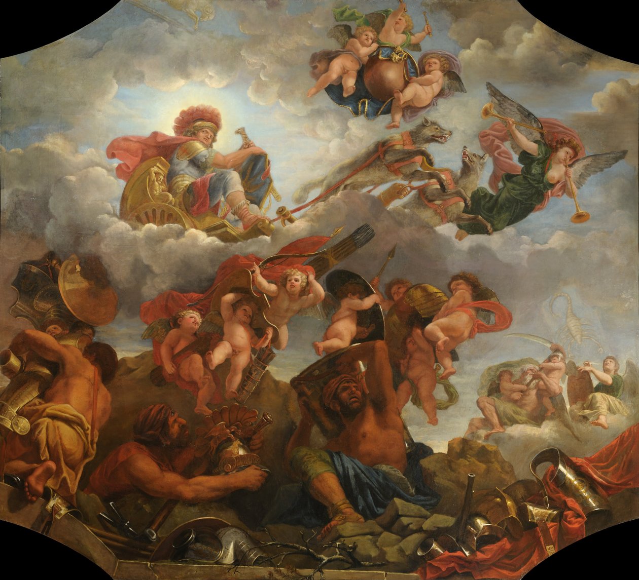 Mars på sin vogn trukket af ulve af Claude Audran the Younger