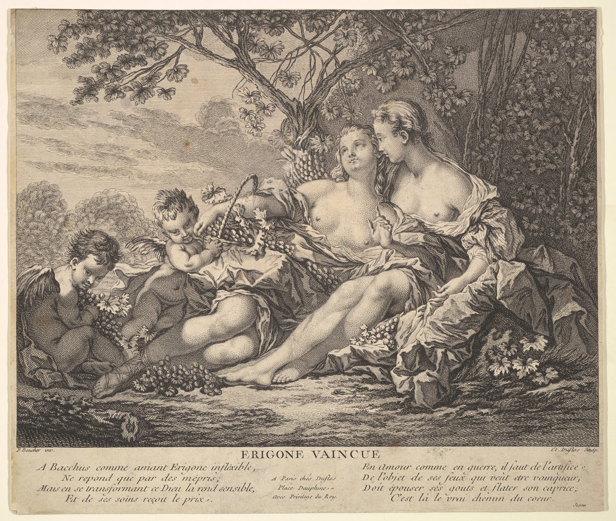 Erigone Vanquished, ca. 1745. af Claude Augustin Duflos