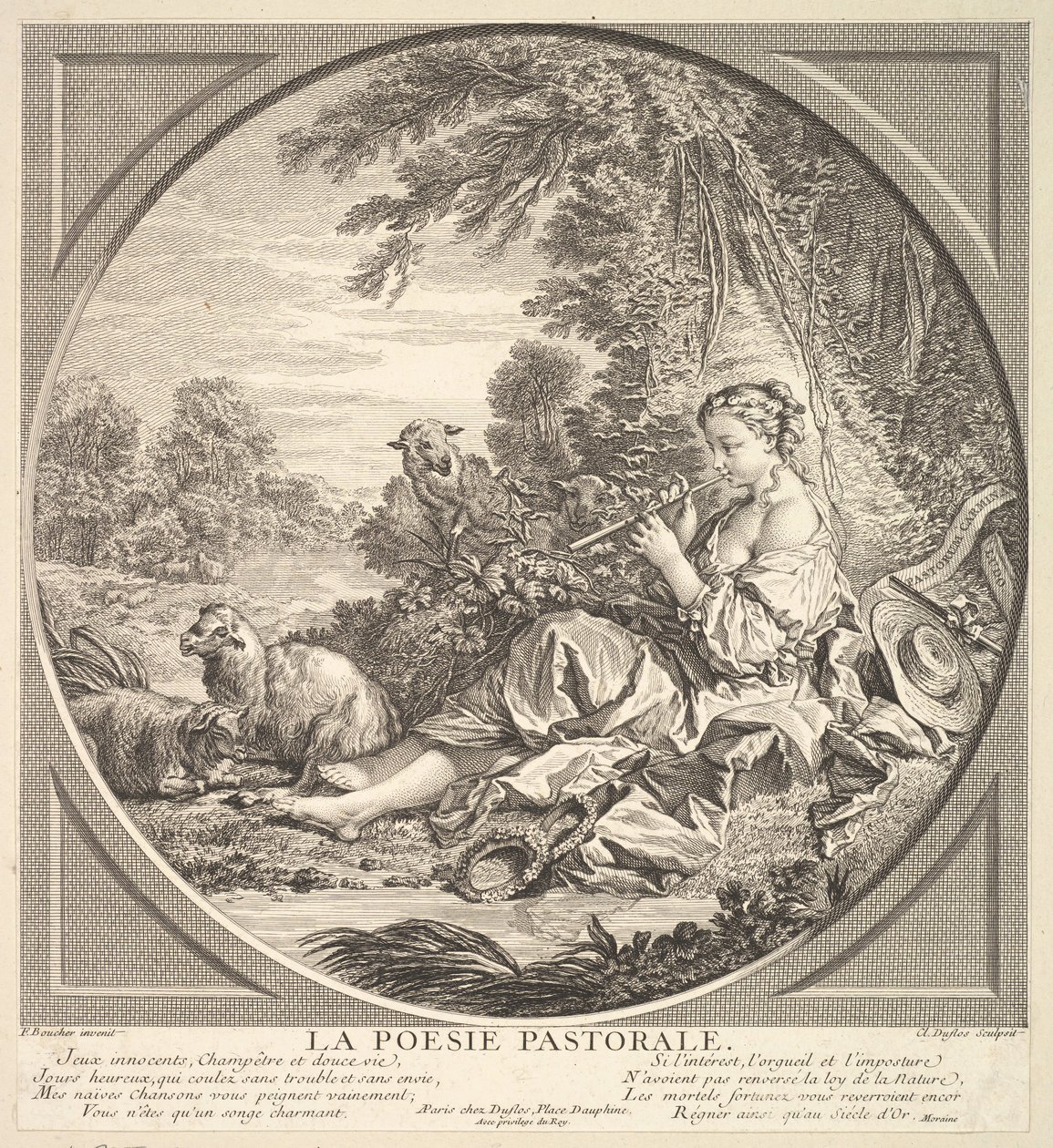 Pastoral Poesi, ca. 1742. af Claude Augustin Duflos