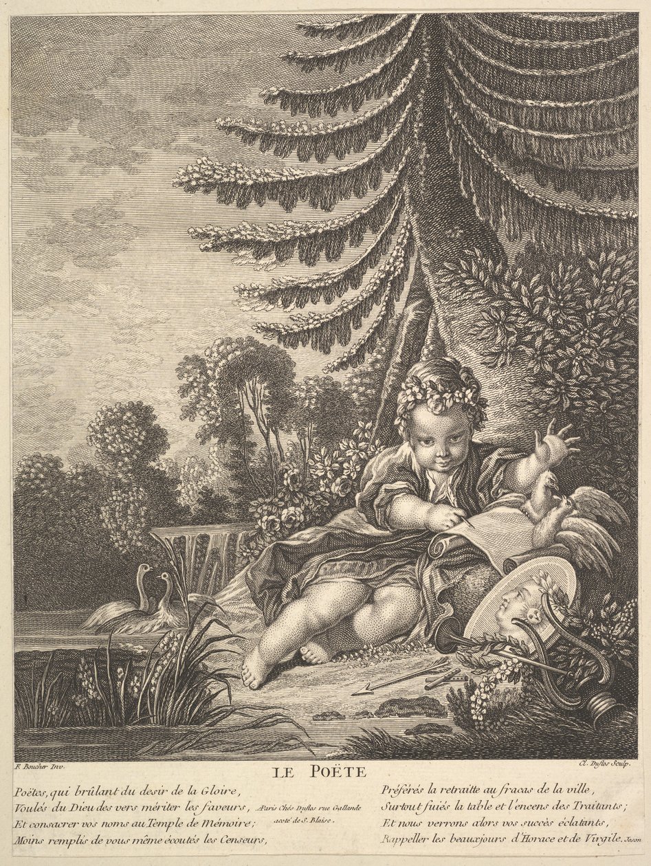 Digteren, ca. 1753. af Claude Augustin Duflos