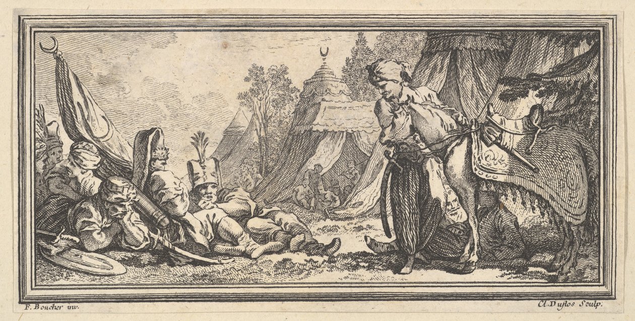 Tyrkiske soldater hviler, 1746-47. af Claude Augustin Duflos
