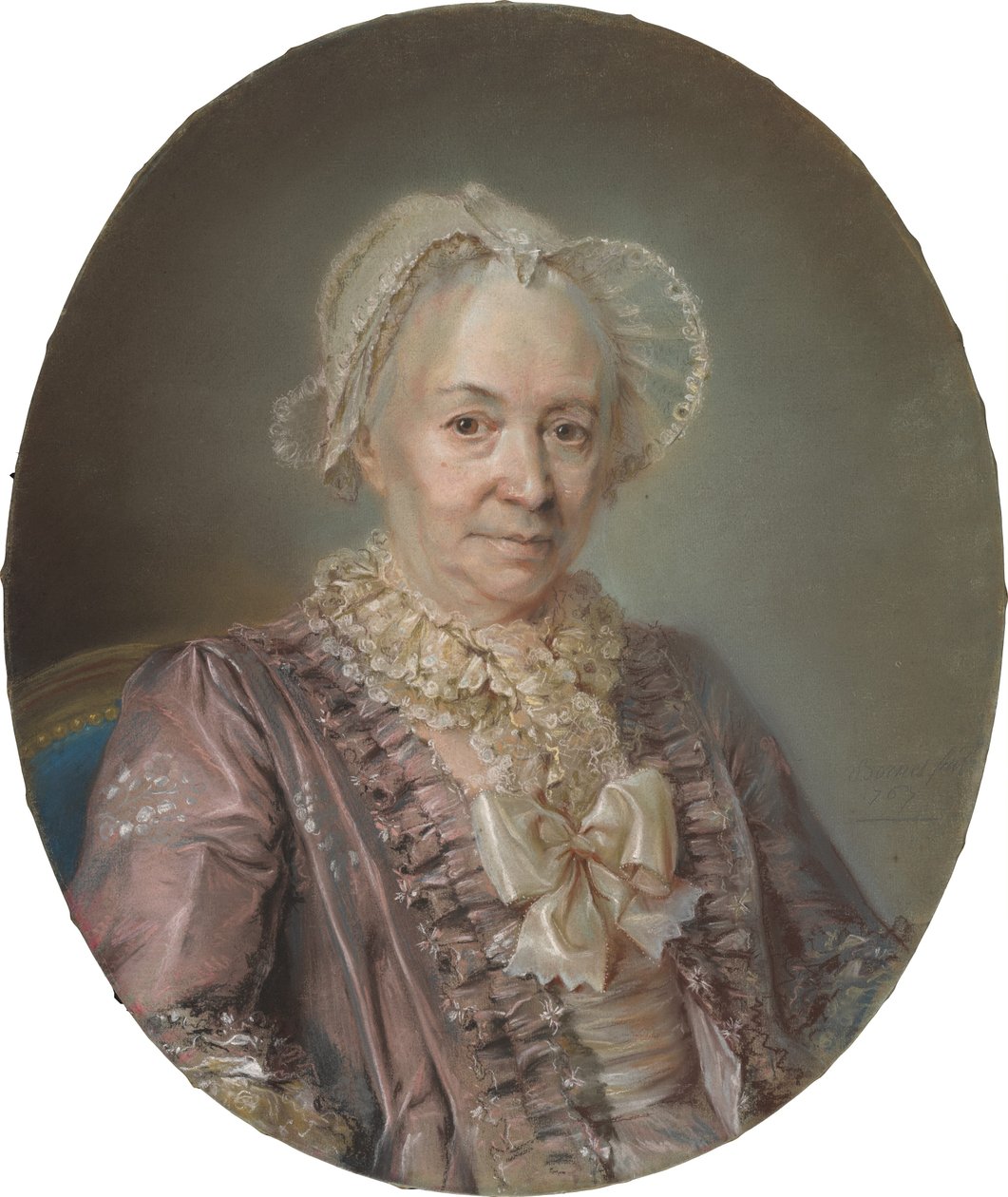 En ældre dame i en lilla silkekjole af Claude Bornet