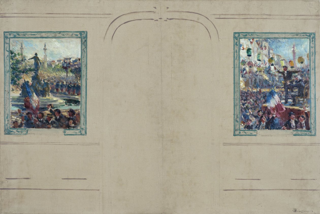 Skitse til rådhuset i det 12. arrondissement i Paris: Place de la Nation. Place de la Bastille, ca. 1910 (olie på lærred) af Claude Charles Bourgonnier