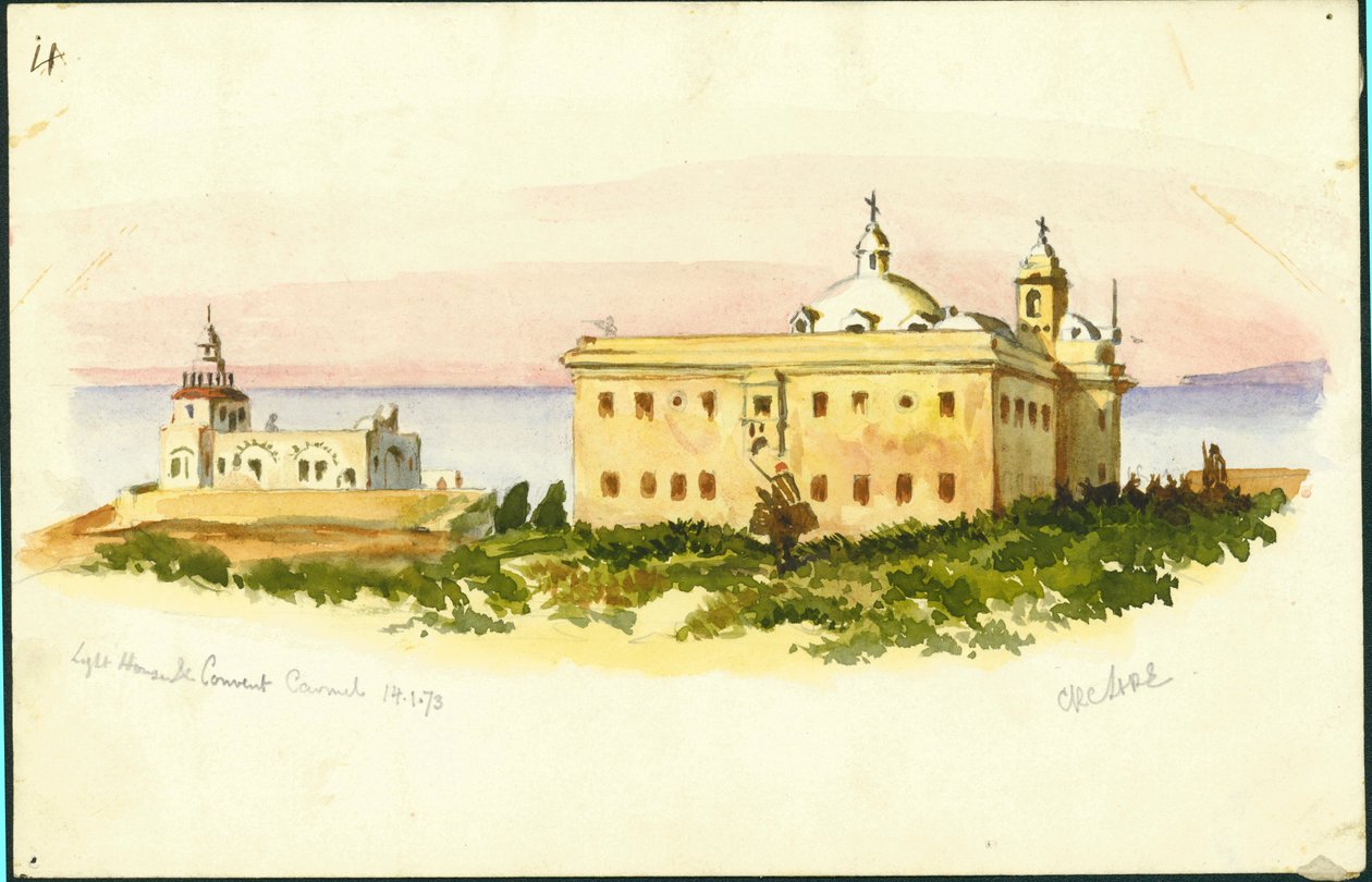 Light House and Convent, Carmel, 1873 (vi undrer blyant på papir) af Claude Conder