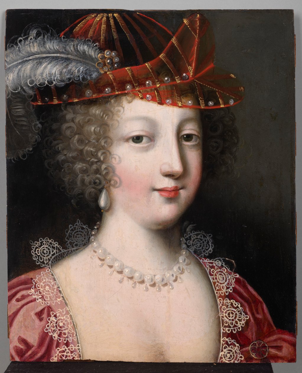 Naisen muotokuva hatussa, n. 1630-40 (öljy paneelille) af Claude Deruet