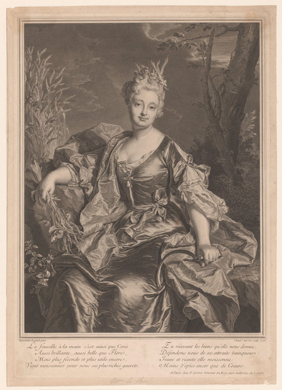 Portræt af Marguerite Henriette de La Briffe Le Bret som Ceres af Claude Drevet