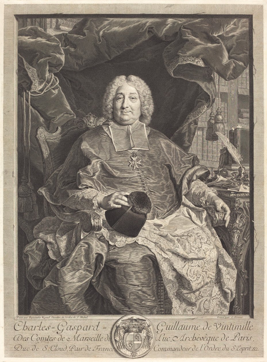 Charles-Gaspard-Guillaume de Ventimiglia du Luc, ærkebiskop af Paris af Claude Drevet after Hyacinthe Rigaud