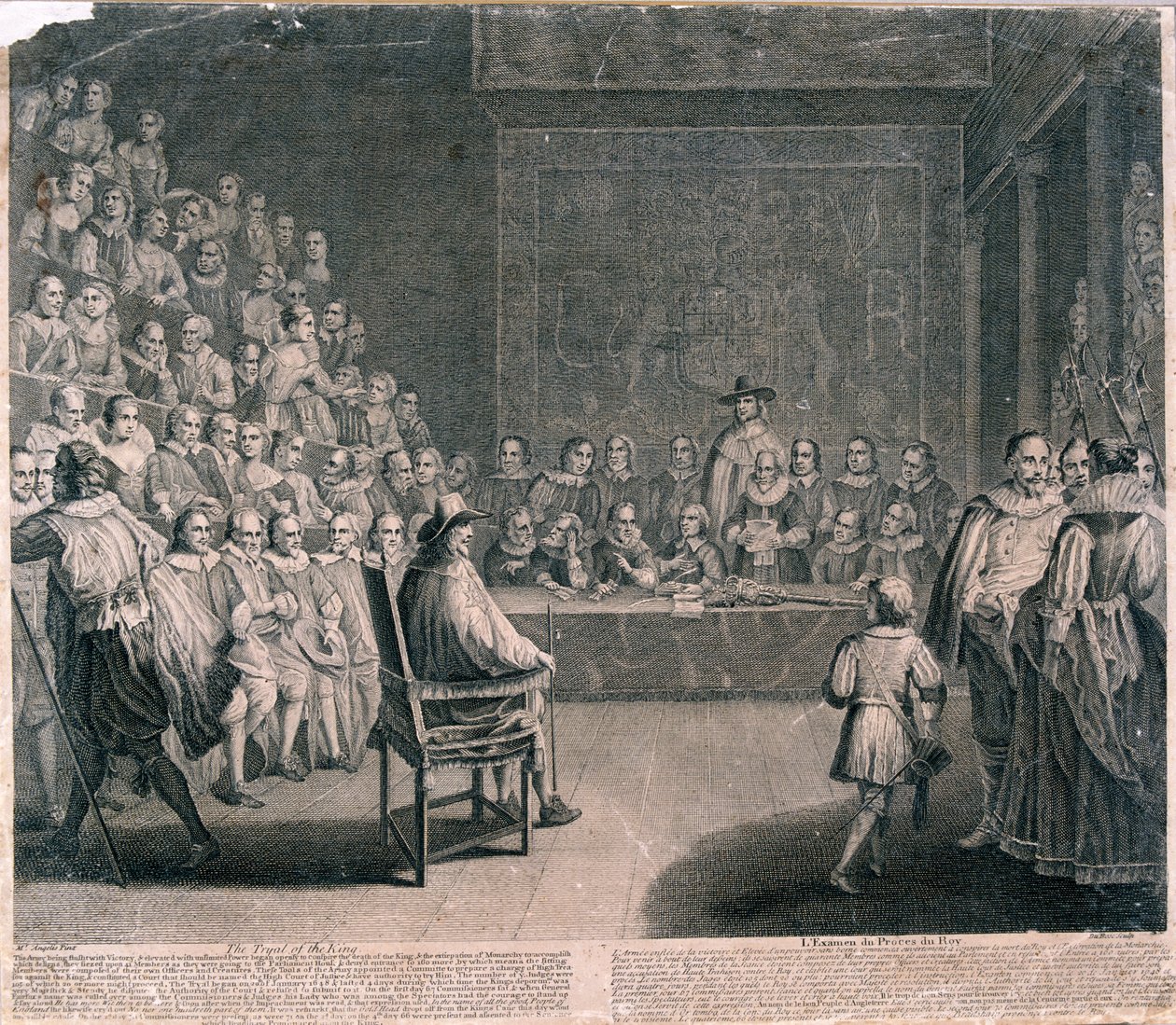 Retssagen mod kong Charles I, Palace of Westminster, c1725 af Claude Dubosc