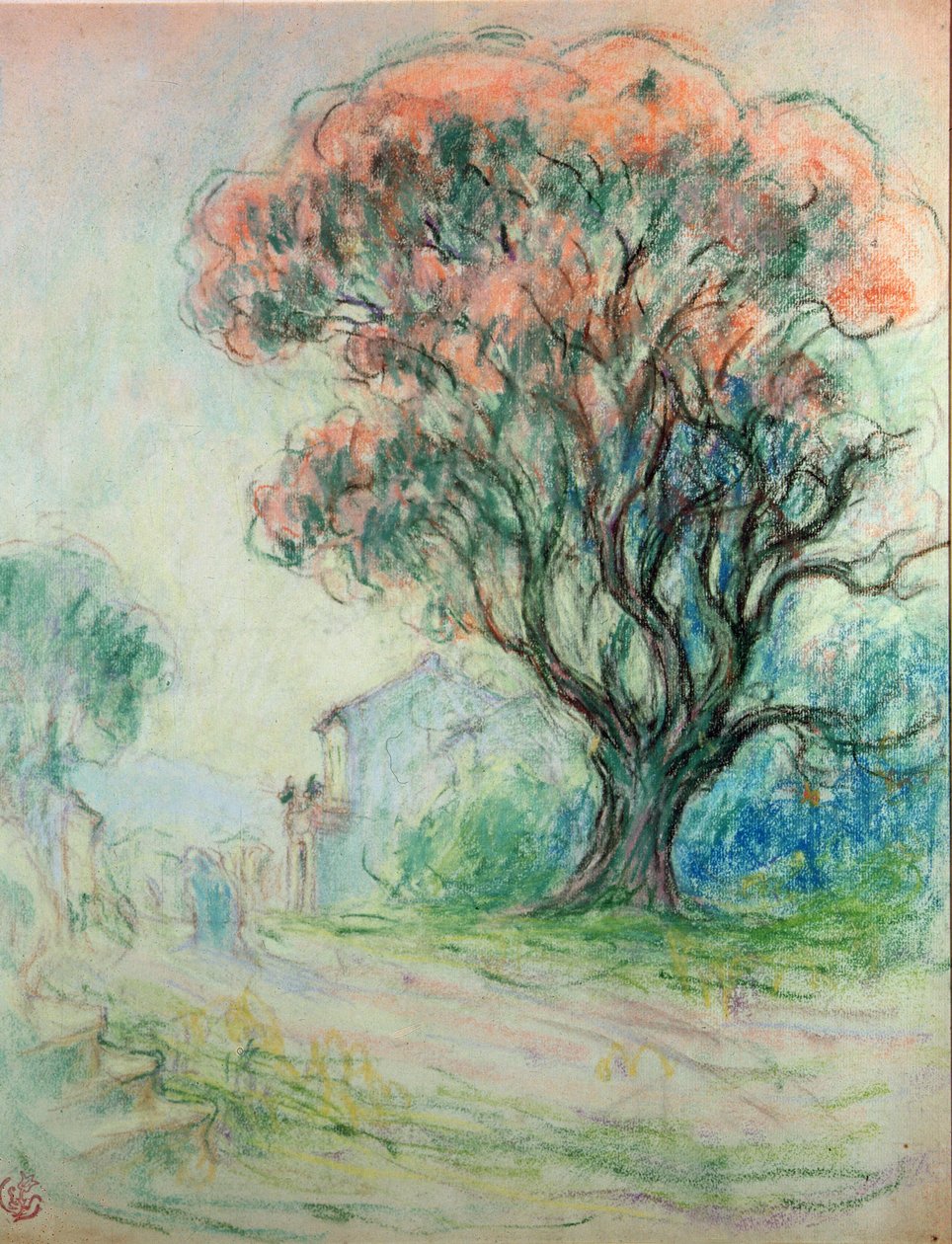 Pink træ (pastel på papir) af Claude Emile Schuffenecker