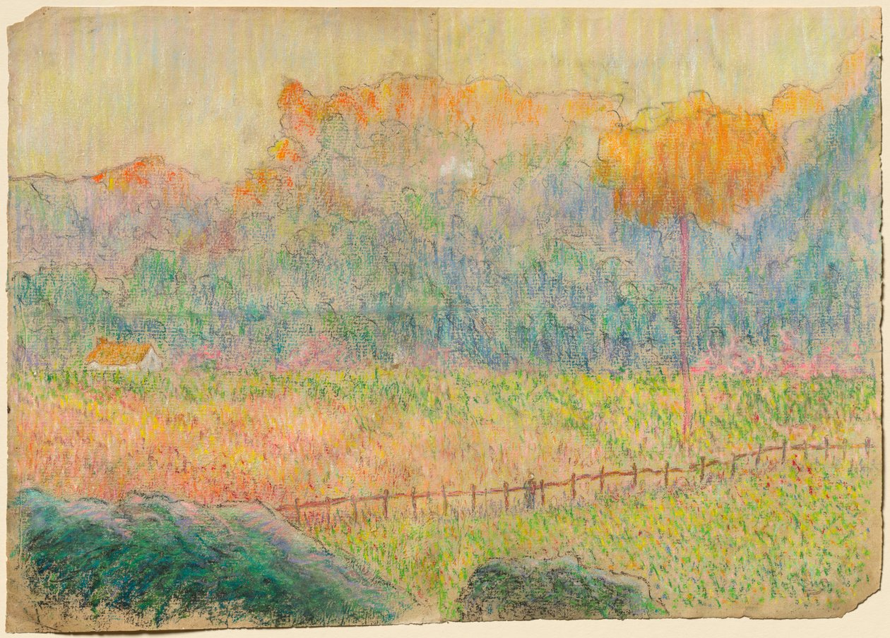 Studie til "Landskab med figur og huse" af Claude Emile Schuffenecker