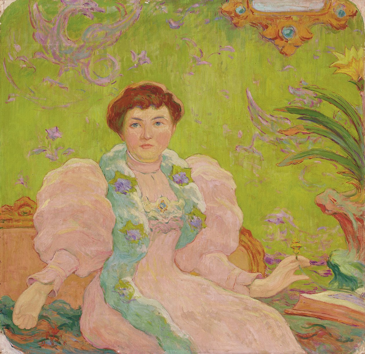 Ung kvinde i lyserød kjole; Jeune femme a la robe rose, ca. 1893 (olie på lærred) af Claude Emile Schuffenecker