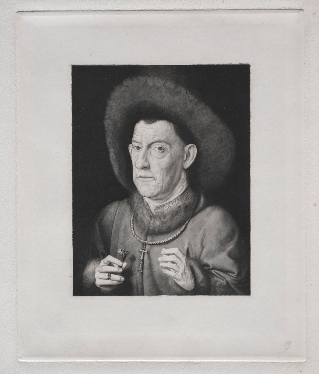 Mand med en lyserød. af Claude Ferdinand Gaillard