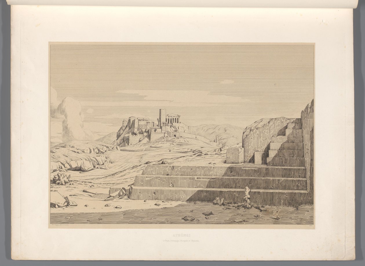 Udsigt over Athen Athen (titel på objekt) Udsigt over de mest berømte steder i det antikke Grækenland (...) (serietitel) af Claude Félix Théodore Caruelle d