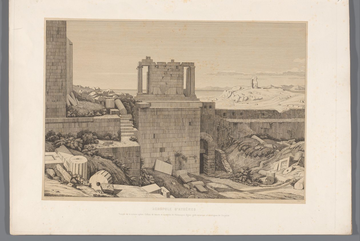 Udsigt på Akropolis van Athene Athens Akropolis (titel på objektet) Udsigt over de mest berømte steder i det antikke Grækenland (...) (serietitel) af Claude Félix Théodore Caruelle d