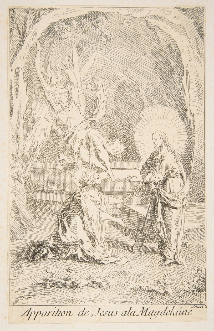 Kristus viser sig for Maria Magdalene.a.n.d. Skaber: Claude Gillot, Jacques Gabriel Huquier. af Claude Gillot, Jacques Gabriel Huquier