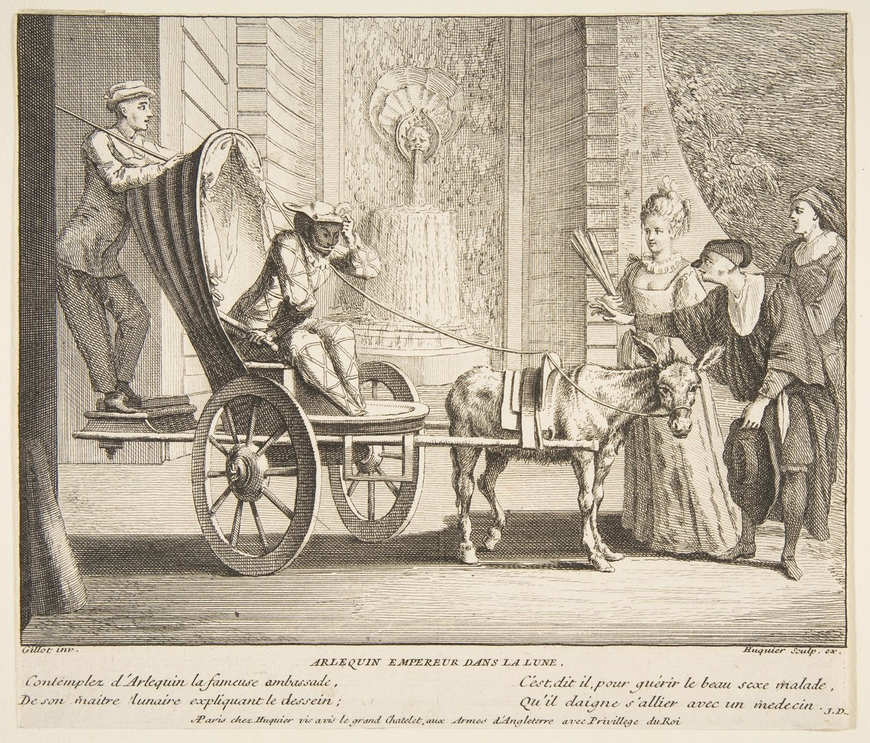 Harlekin, kejser på månen.n.d. Skaber: Claude Gillot, Jacques Gabriel Huquier. af Claude Gillot, Jacques Gabriel Huquier
