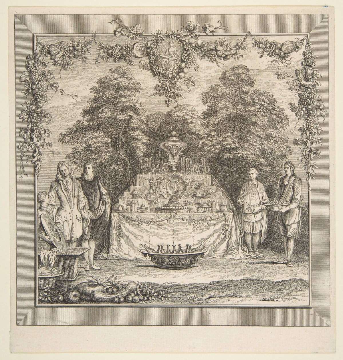 Snacket tilberedt i en have.n.d. Skaber: Claude Gillot, Jacques Gabriel Huquier. af Claude Gillot, Jacques Gabriel Huquier