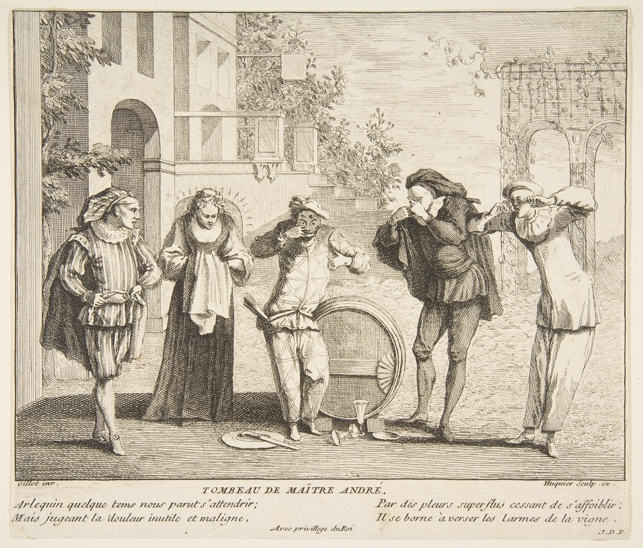 Maitre Andre.n.d.s død. Skaber: Claude Gillot, Jacques Gabriel Huquier. af Claude Gillot, Jacques Gabriel Huquier