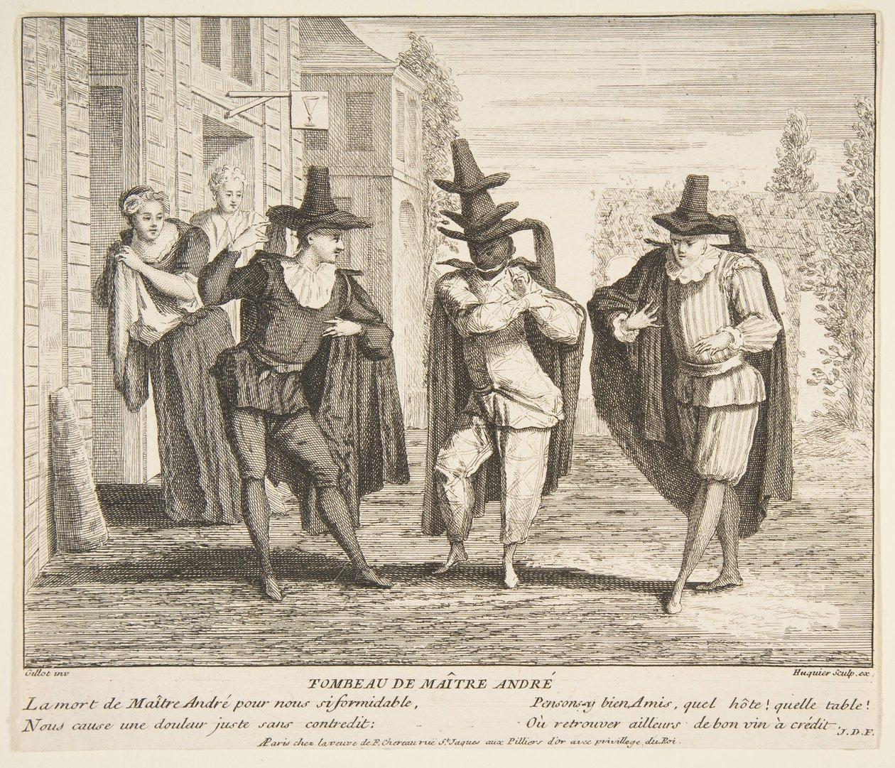 Maitre Andre.n.d.s død. Skaber: Claude Gillot, Jacques Gabriel Huquier. af Claude Gillot, Jacques Gabriel Huquier
