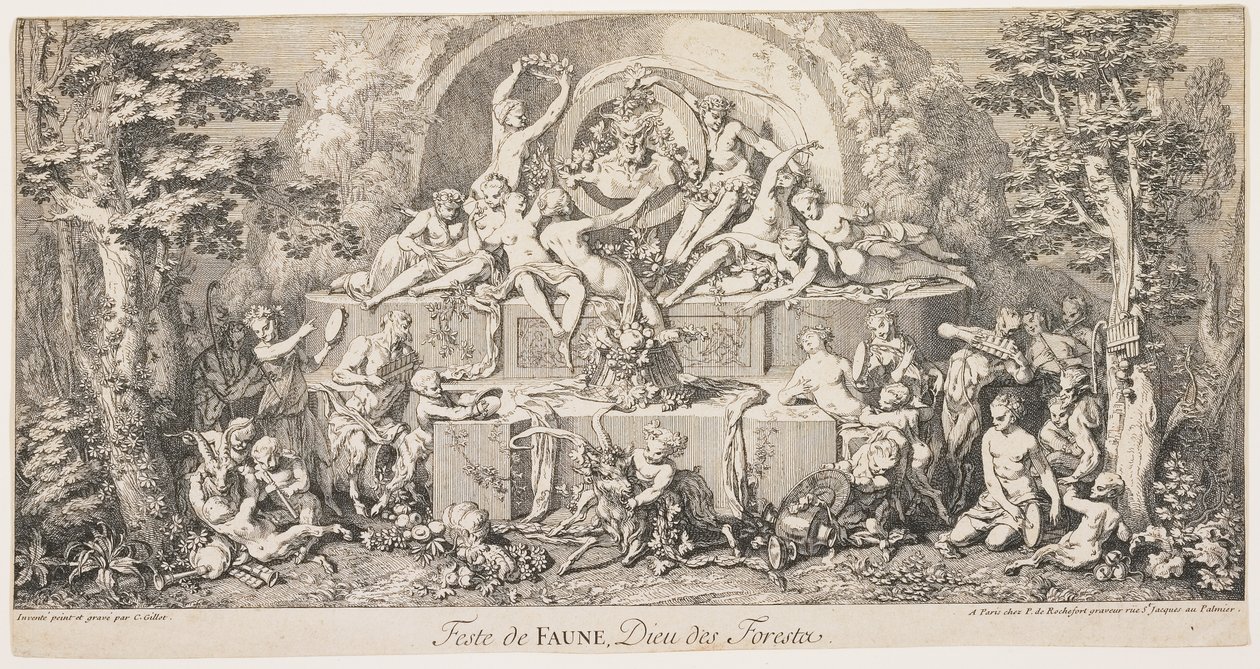 Festival of Fawn, God of the Forests, ca. 1740 af Claude Gillot