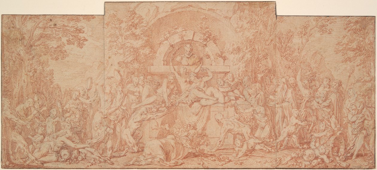 Studie til Festival of the God Pan (La Fete du Dieu Pan) af Claude Gillot