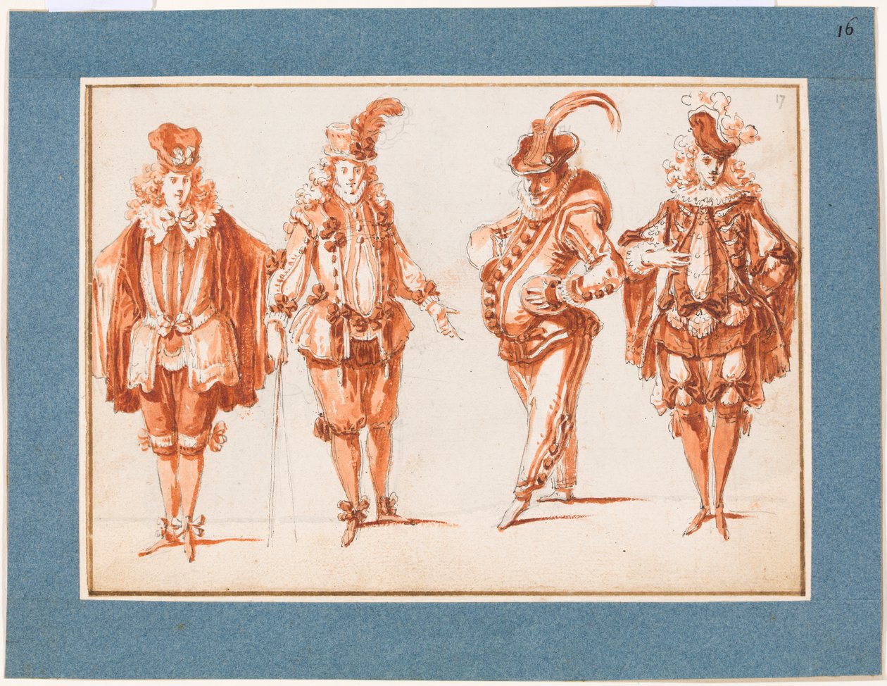 Vier Kostümfiguren af Claude Gillot
