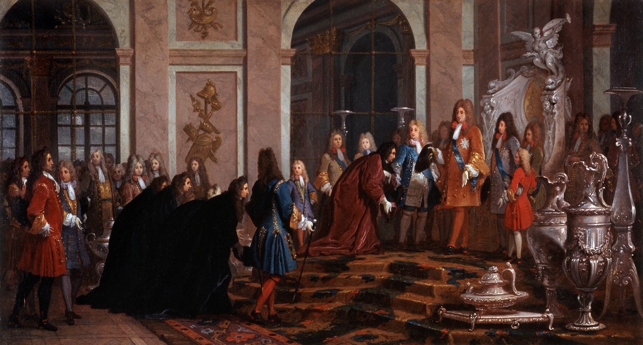 Reparation lavet til kong Louis XIV af Doge of Genes 17. århundrede (maleri) af Claude Guy Halle