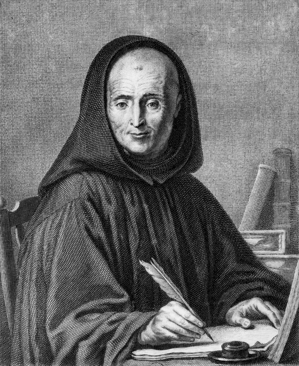 Portræt af Jean Mabillon (1632-1707) graveret af Alexis Loir (1640-1713) af Claude Guy Halle