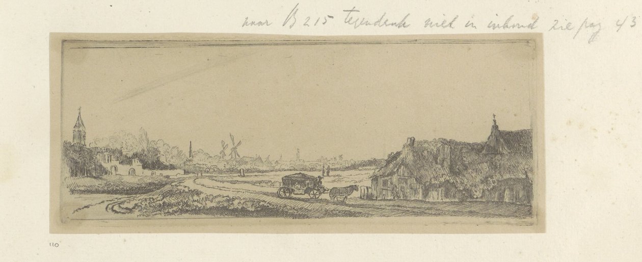 Landschap met een koets Samling af 85 originale tryk (serietitel) af Claude Henri Watelet