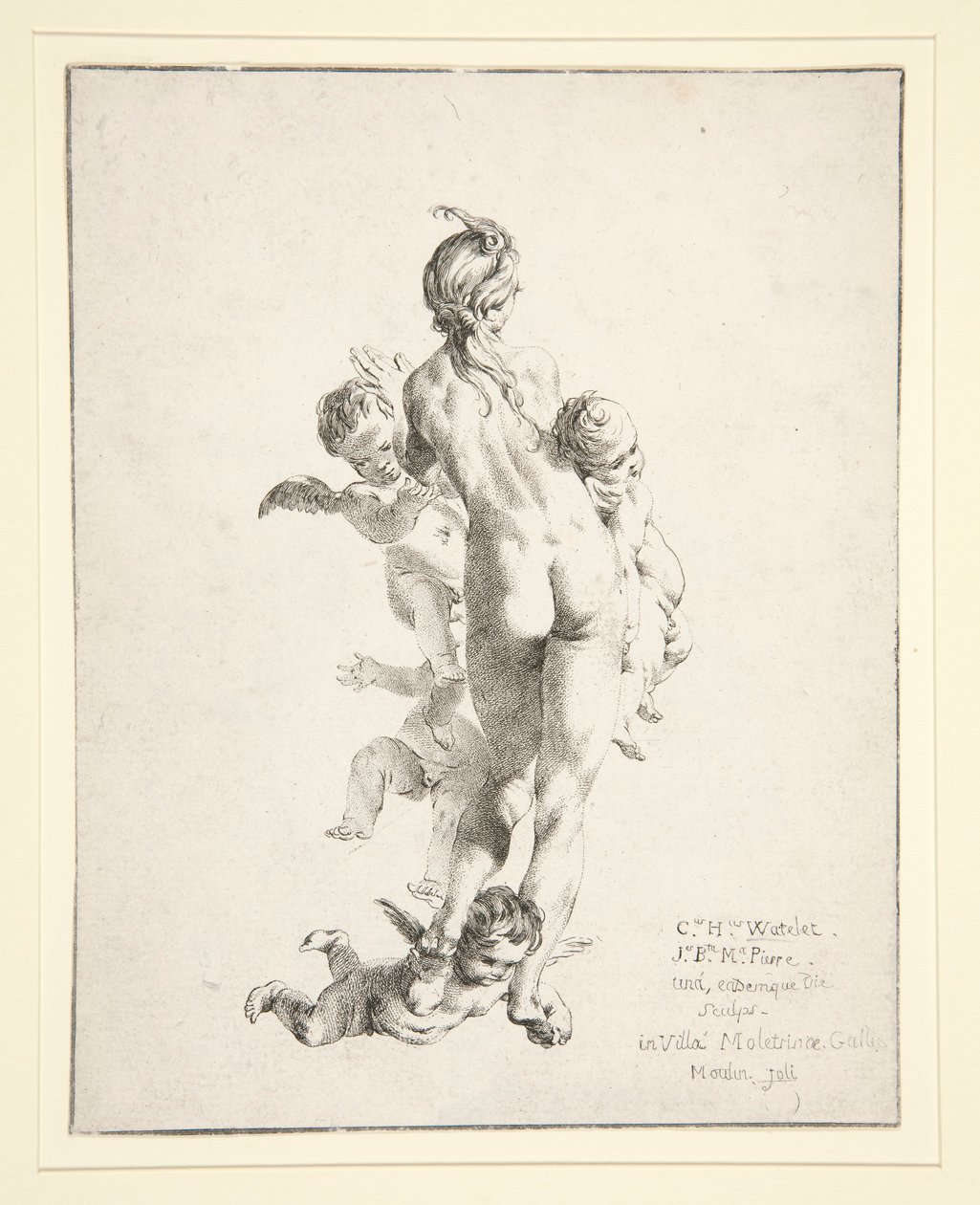 Uden titel (kvindelig nøgen med putti) af Claude Henri Watelet