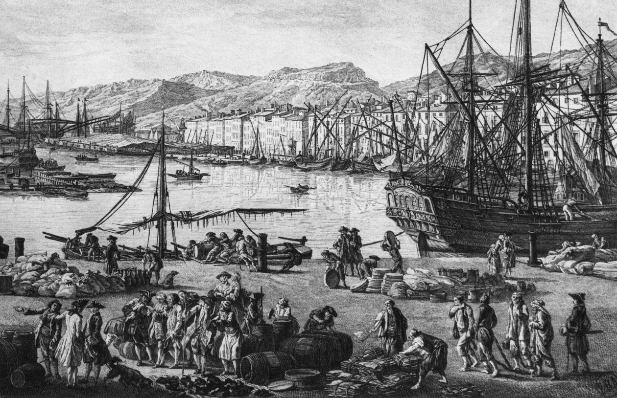 Old Port of Toulon, set fra kvartermesterens butikker, serie af 