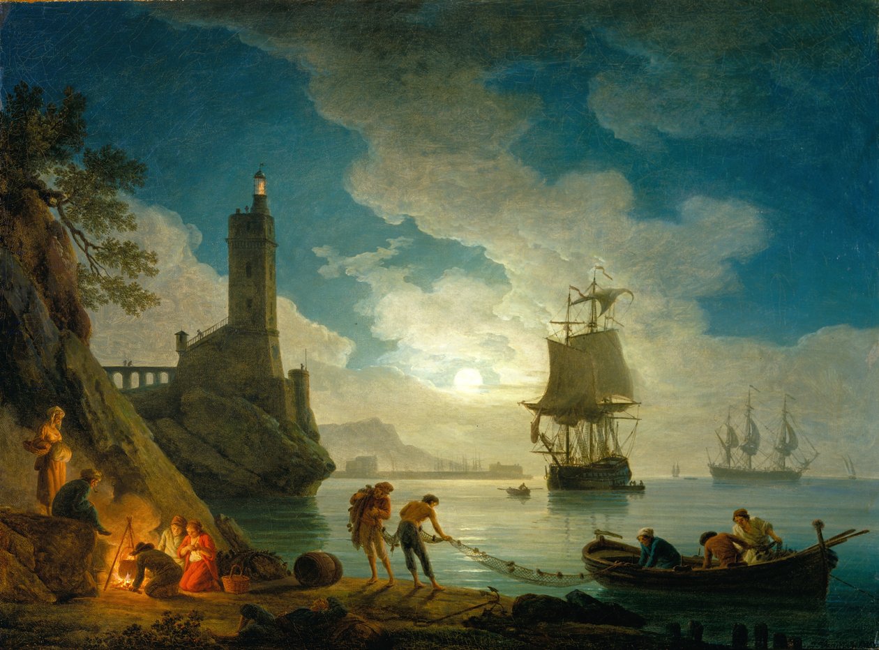 En havn i måneskin af Claude Joseph Vernet