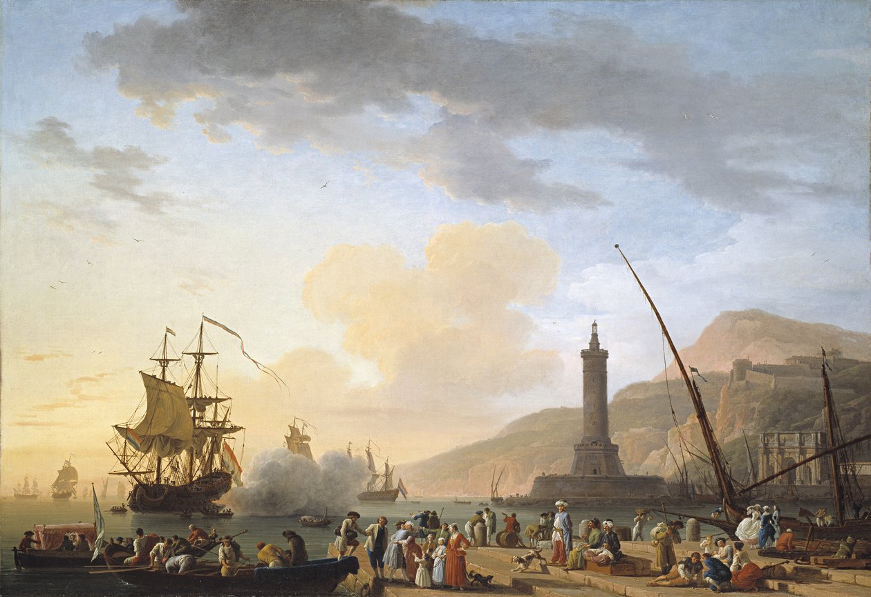 En havn ved solnedgang af Claude Joseph Vernet