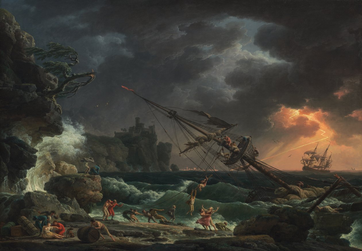 Et skibbrud i stormfuldt hav (Tempete) af Claude Joseph Vernet