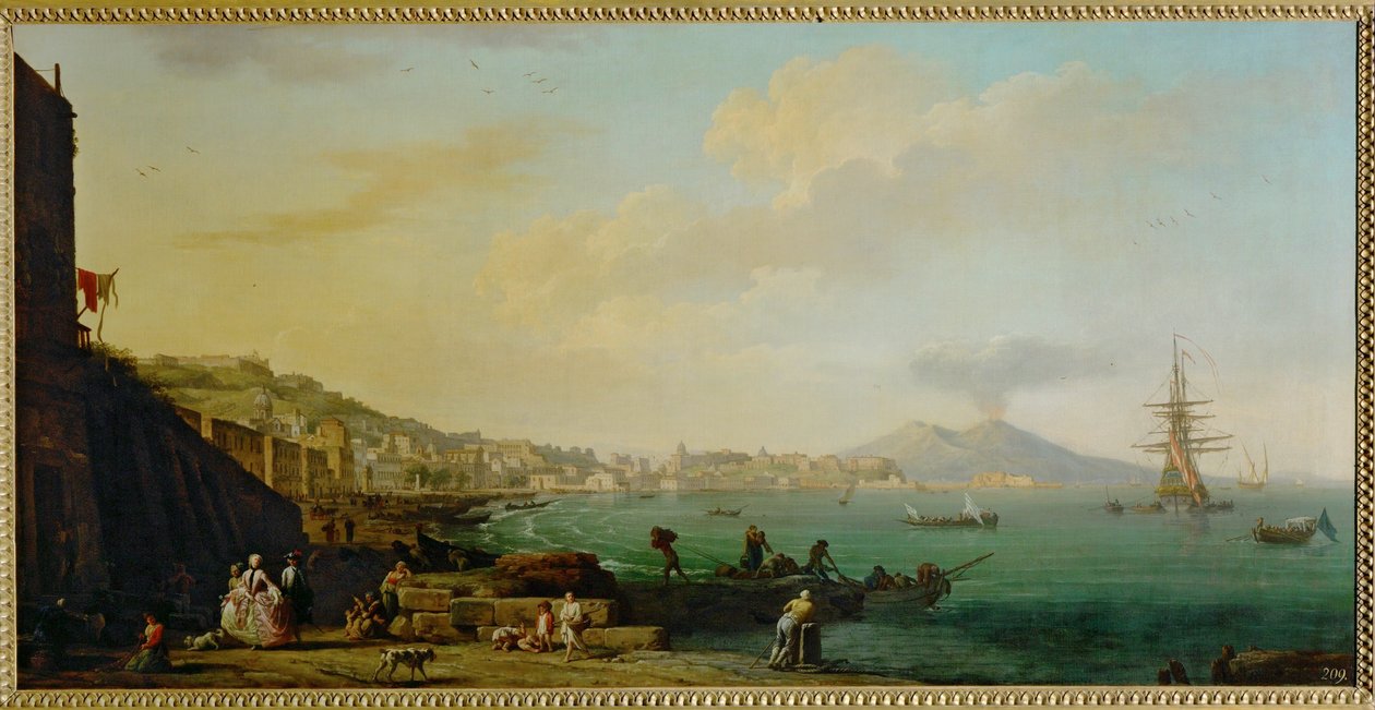 En udsigt over Napoli og Vesuv ... af Claude Joseph Vernet