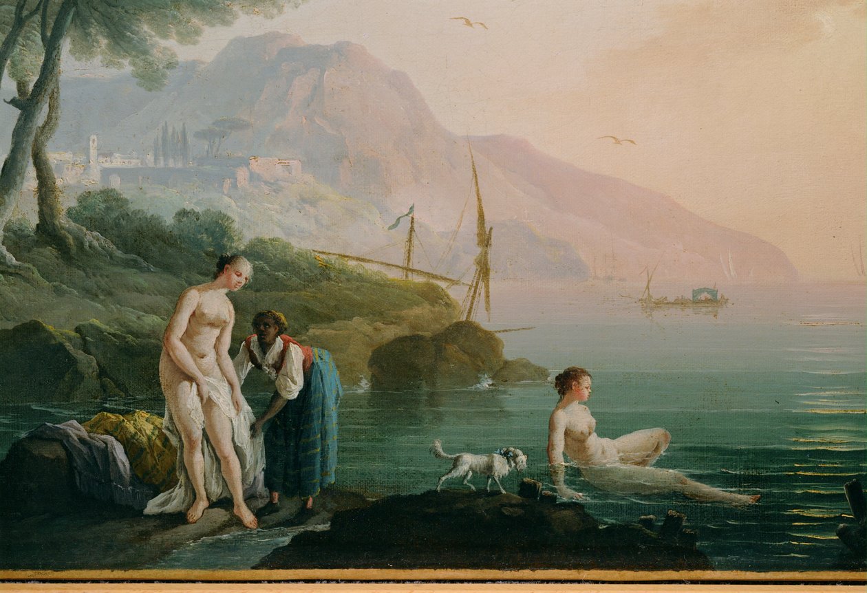 Badende piger ved kysten ... (maleri på lærred) af Claude Joseph Vernet