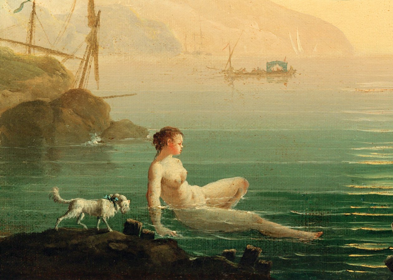 Badende piger ved kysten ... (maleri på lærred) af Claude Joseph Vernet