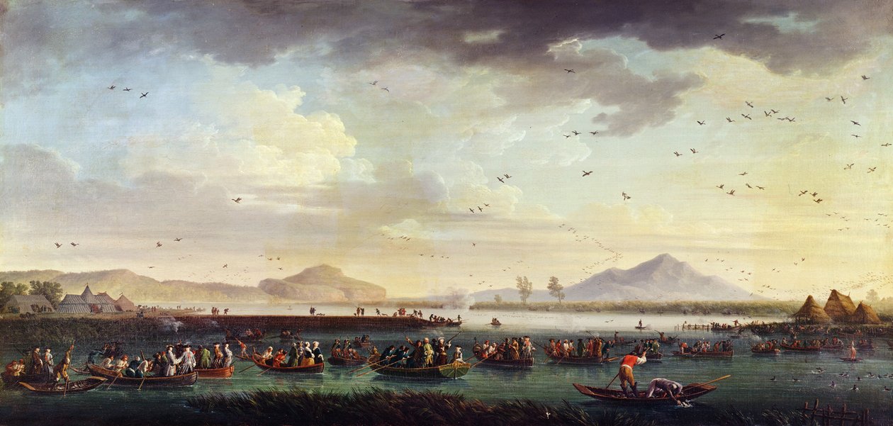 Charles III af Bourbon, konge af Sapin og Kongedømmet af To-Sicilierne på andejagt ved Patria-søen i 1746, 1749 af Claude Joseph Vernet