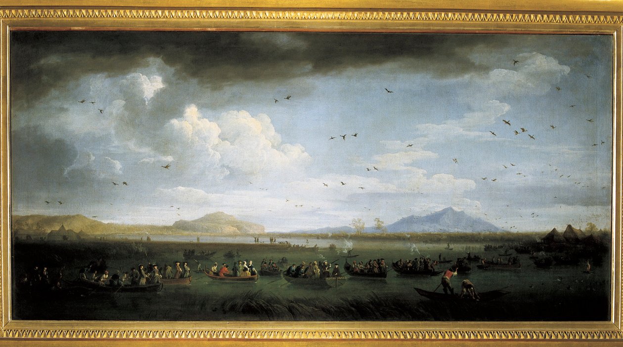 Charles de Bourbon jager ænder ved Lake Patria, maleri af Joseph Vernet af Claude Joseph Vernet