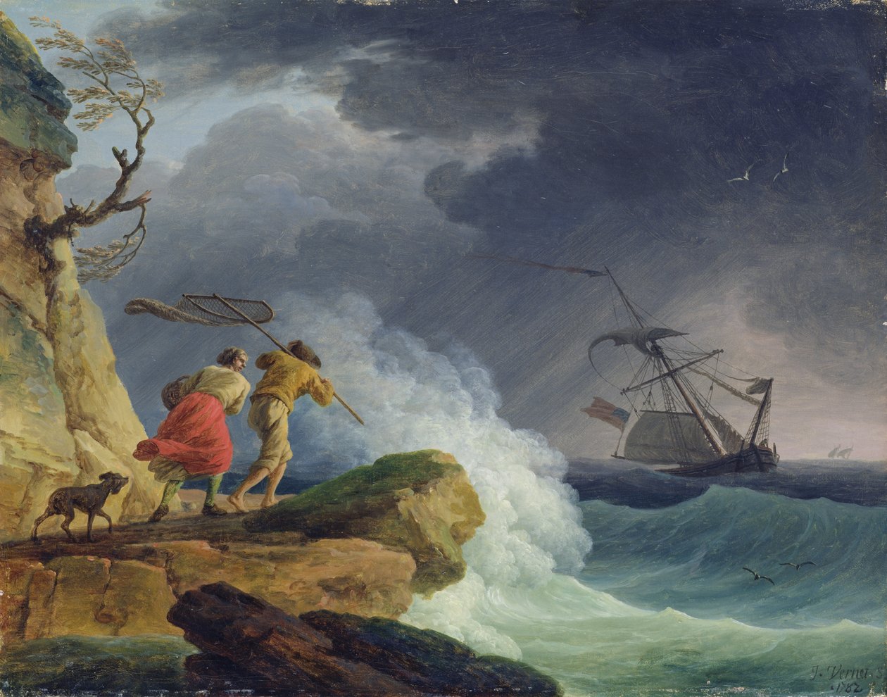 Kystscene i en storm, 1782 af Claude Joseph Vernet
