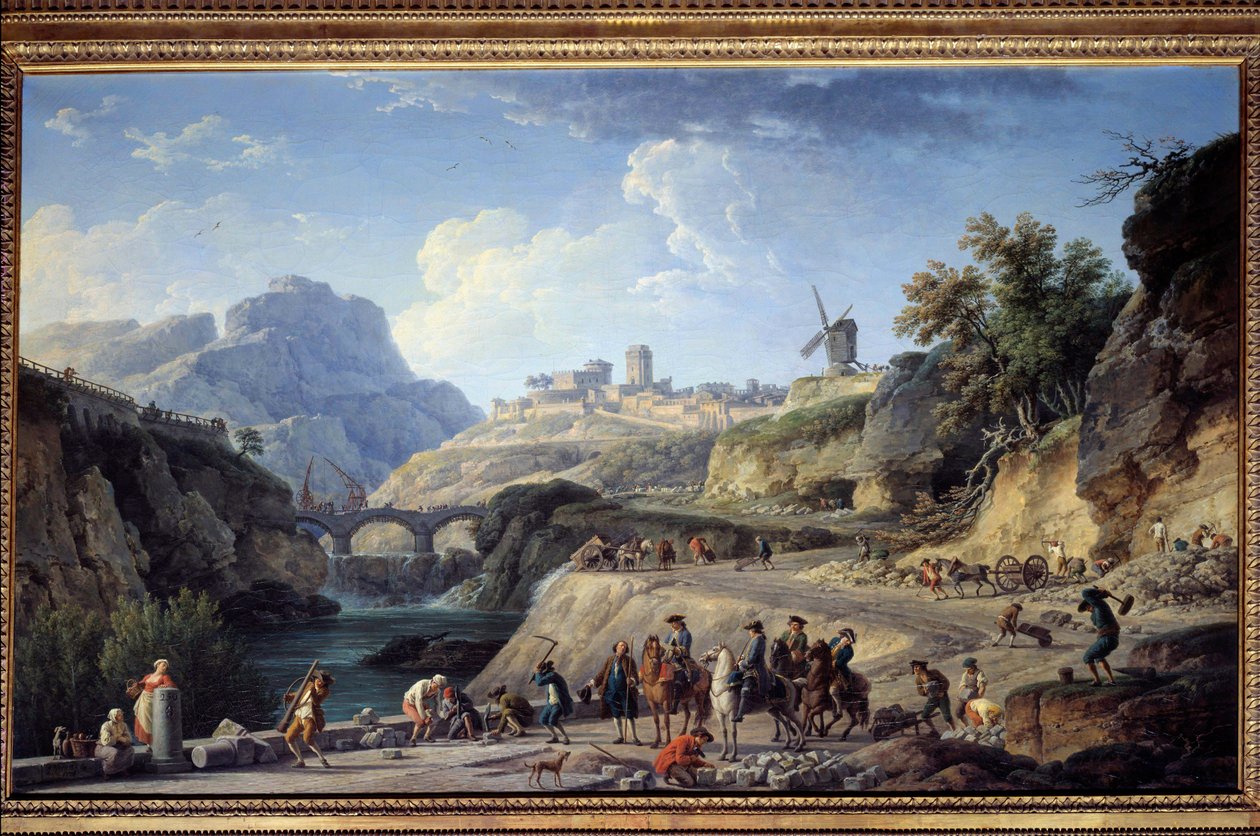 Anlæg af en stor vej Byggeplads af en vej. Maleri af Joseph Vernet (1714-1789) søn. 0,97x1,62 m. af Claude Joseph Vernet